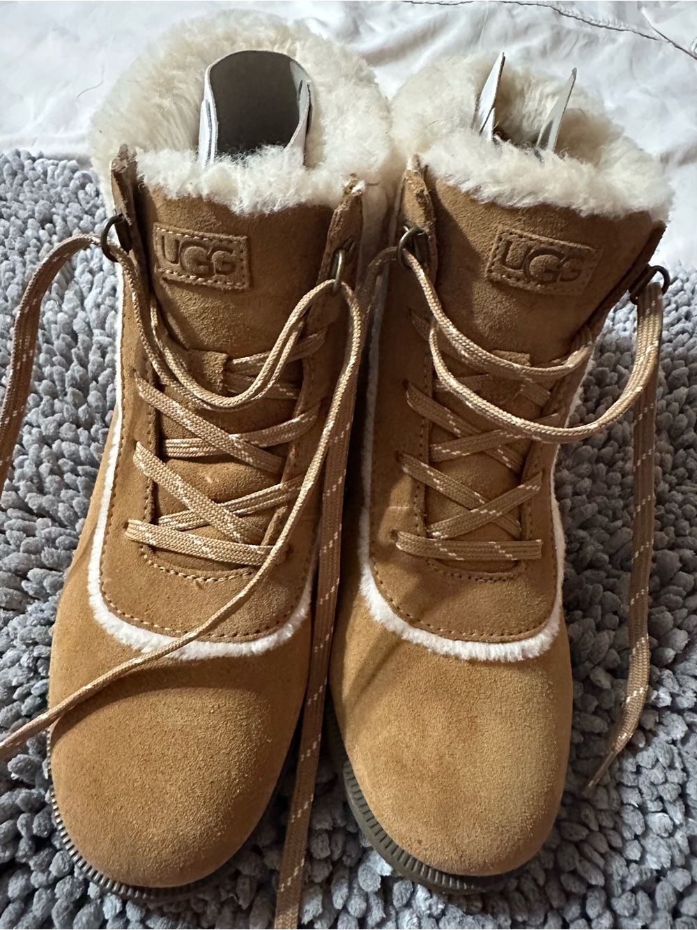 UGG Women's Chestnut Lace-Up Suede Shearling Boots